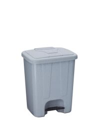 Omnipazar SY-4250 25 lt Köşeli Pedallı Plastik Çöp Kovası İç Kovalı Gri