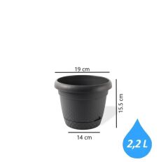 Omnipazar KRS-342 Dekoratif İnci Bitki Çiçek Saksı Takımı 2.2 Litre No 2 Antrasit (116)