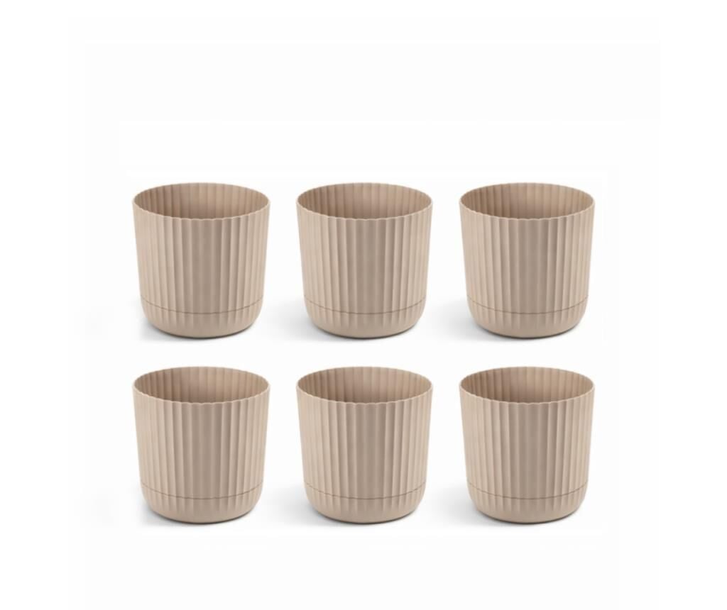 KRS-261 No:1 Zeraf Dekoratif Tabaklı Saksı Takımı 1.3 Lt Bej 6 Adet