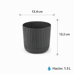 KRS-261 Zeraf Dekoratif Tabaklı Saksı Takımı Yeşil 1.3 Lt No:1 6 Adet