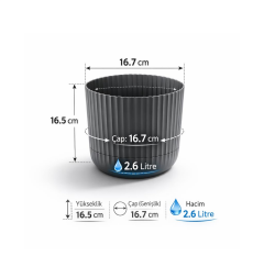 Omnipazar KRS-262 Zeraf Dekoratif Tabaklı Saksı Takımı 2.6 Litre No:2