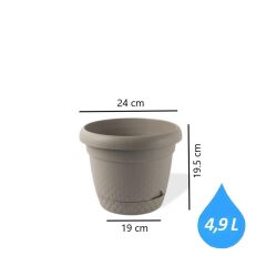 Omnipazar KRS-343 Dekoratif İnci Bitki Çiçek Saksı Takımı 4.9 Litre No 3 Kahverengi