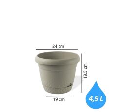 Omnipazar KRS-343 Dekoratif İnci Bitki Çiçek Saksı Takımı 4.9 Litre No 3 Bej