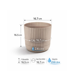 KRS-262 No:2 Zeraf Dekoratif Tabaklı Saksı Takımı 2.6 Lt Bej 6 Adet