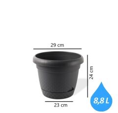 Omnipazar KRS-344 Dekoratif İnci Bitki Çiçek Saksı Takımı 8.8 Litre No 4 Antrasit (116)