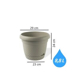 Omnipazar KRS-344 Dekoratif İnci Bitki Çiçek Saksı Takımı 8.8 Litre No 4 Bej