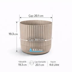 Omnipazar KRS-263 Zeraf Dekoratif Tabaklı Saksı Takımı 4.6 Litre No:3 Bej