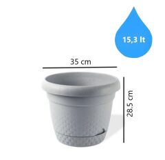 Omnipazar KRS-345 Dekoratif İnci Bitki Çiçek Saksı Takımı 15.3 Litre No 5 Gri