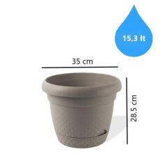 Omnipazar KRS-345 Dekoratif İnci Bitki Çiçek Saksı Takımı 15.3 Litre No 5 Kahverengi