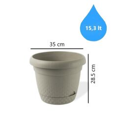 Omnipazar KRS-345 Dekoratif İnci Bitki Çiçek Saksı Takımı 15.3 Litre No 5 Bej