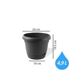 Omnipazar KRS Dekoratif İnci Bitki Çiçek Saksı Takımı 5'li Set Antrasit