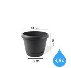 Omnipazar KRS Dekoratif İnci Bitki Çiçek Saksı Takımı 5'li Set Antrasit