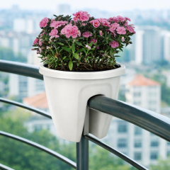 Omnipazar SY-5712 Opal Yuvarlak Balkon Küpeşte Saksı 7.5 Litre Kirli Beyaz (113)
