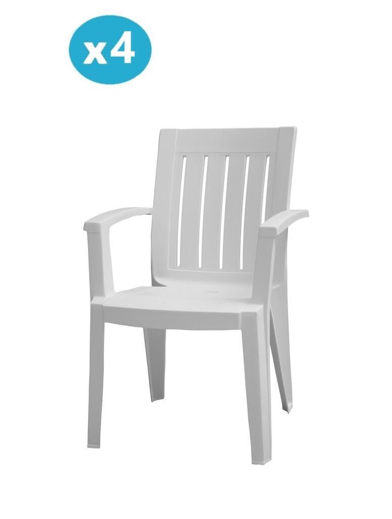 Omnipazar MT-GF175 Cometa Plastik Bahçe Balkon Sandalye 4'lü Set Beyaz