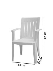 Omnipazar MT-GF175 Cometa Plastik Bahçe Balkon Sandalye 4'lü Set Beyaz