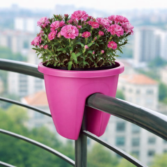 Omnipazar SY-5712 Opal Yuvarlak Balkon Küpeşte Saksı 7.5 Litre Vişne (102)