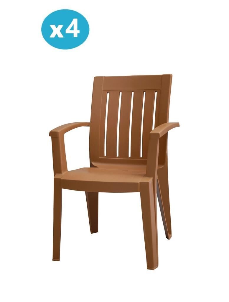 Omnipazar MT-GF175 Cometa Plastik Bahçe Balkon Sandalye 4'lü Set Kahverengi