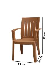 Omnipazar MT-GF175 Cometa Plastik Bahçe Balkon Sandalye 4'lü Set Kahverengi