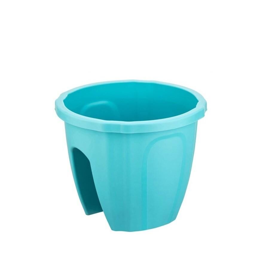 Omnipazar SY-5712 Opal Yuvarlak Balkon Küpeşte Saksı 7.5 Litre Turkuaz