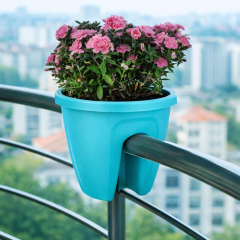 Omnipazar SY-5712 Opal Yuvarlak Balkon Küpeşte Saksı 7.5 Litre Turkuaz