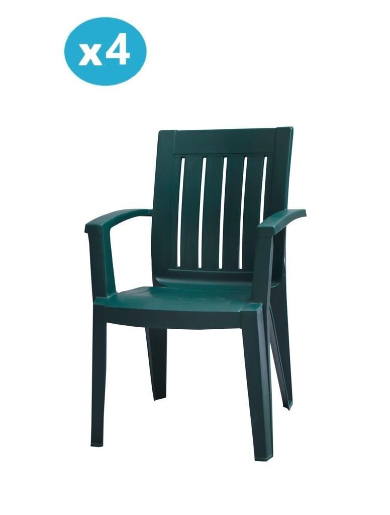 Omnipazar MT-GF175 Cometa Plastik Bahçe Balkon Sandalye 4'lü Set YEŞİL