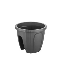 SY-5712 Opal Yuvarlak Balkon Küpeşte Saksı 7.5 Litre Antrasit 6 Adet