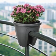 SY-5712 Opal Yuvarlak Balkon Küpeşte Saksı 7.5 Litre Antrasit 6 Adet