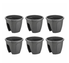 SY-5712 Opal Yuvarlak Balkon Küpeşte Saksı 7.5 Litre Antrasit 6 Adet