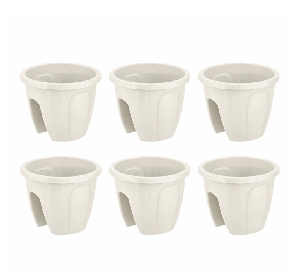 SY-5712 Opal Yuvarlak Balkon Küpeşte Saksı 7.5 Lt Kirli Beyaz 6 Adet