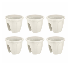 SY-5712 Opal Yuvarlak Balkon Küpeşte Saksı 7.5 Lt Kirli Beyaz 6 Adet