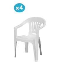 Omnipazar MT-GF141 Zaffiro Plastik Bahçe Balkon Sandalye 4'lü Set Beyaz