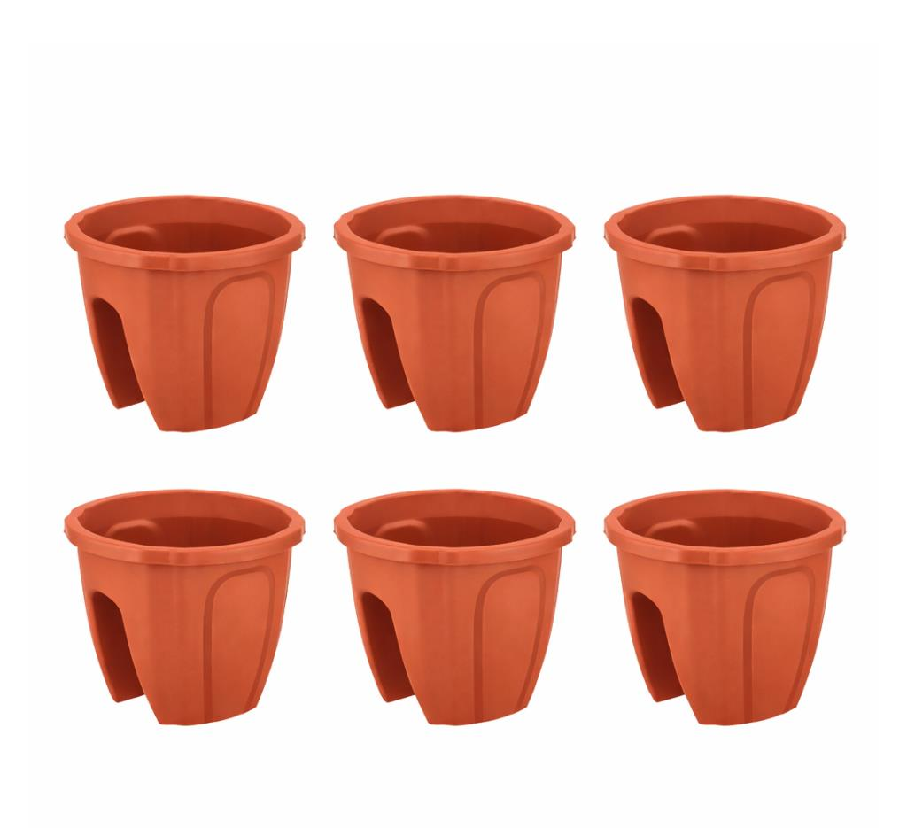 SY-5712 Opal Yuvarlak Küpeşte Balkon Saksı 7.5 Litre Kiremit 6 Adet