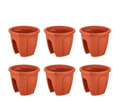 SY-5712 Opal Yuvarlak Küpeşte Balkon Saksı 7.5 Litre Kiremit 6 Adet