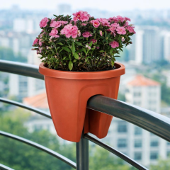 SY-5712 Opal Yuvarlak Küpeşte Balkon Saksı 7.5 Litre Kiremit 6 Adet