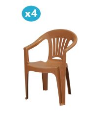Omnipazar MT-GF141 Zaffiro Plastik Bahçe Balkon Sandalye 4'lü Set Kahverengi