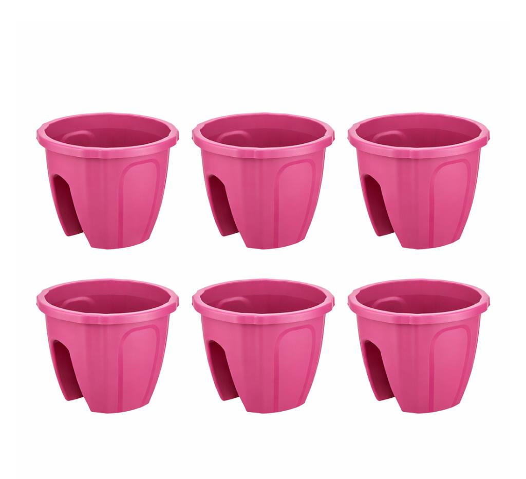 SY-5712 Opal Yuvarlak Küpeşte Balkon Saksı Vişne 7.5 Litre 6 Adet