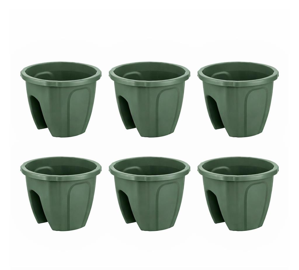SY-5712 Opal Yuvarlak Balkon Küpeşte Saksı Yeşil 7.5 Litre 6 Adet