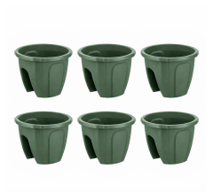 SY-5712 Opal Yuvarlak Balkon Küpeşte Saksı Yeşil 7.5 Litre 6 Adet