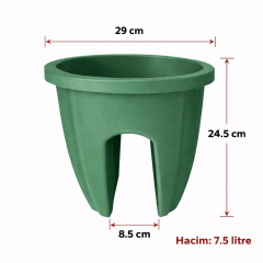 SY-5712 Opal Yuvarlak Balkon Küpeşte Saksı Yeşil 7.5 Litre 6 Adet