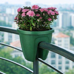 SY-5712 Opal Yuvarlak Balkon Küpeşte Saksı Yeşil 7.5 Litre 6 Adet