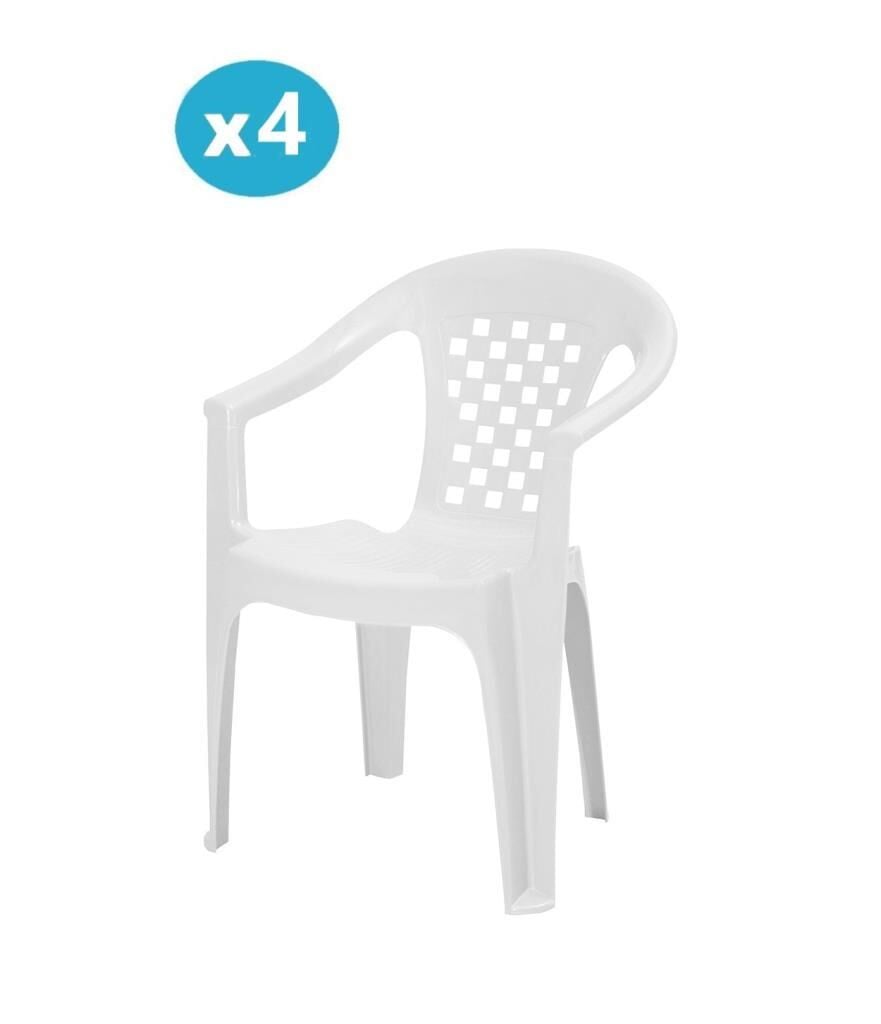 Omnipazar MT-GF147 Argento Plastik Bahçe Balkon Koltuk Sandalye 4'lü Set Beyaz