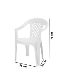 Omnipazar MT-GF147 Argento Plastik Bahçe Balkon Koltuk Sandalye 4'lü Set Beyaz