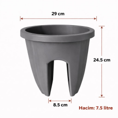 SY-5712 Opal Yuvarlak Balkon Küpeşte Saksı 7.5 Litre 6 Renk
