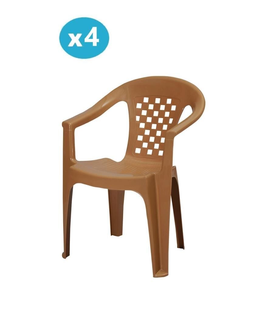 Omnipazar MT-GF147 Argento Plastik Bahçe Balkon Koltuk Sandalye 4'lü Set Kahverengi