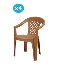 Omnipazar MT-GF147 Argento Plastik Bahçe Balkon Koltuk Sandalye 4'lü Set Kahverengi