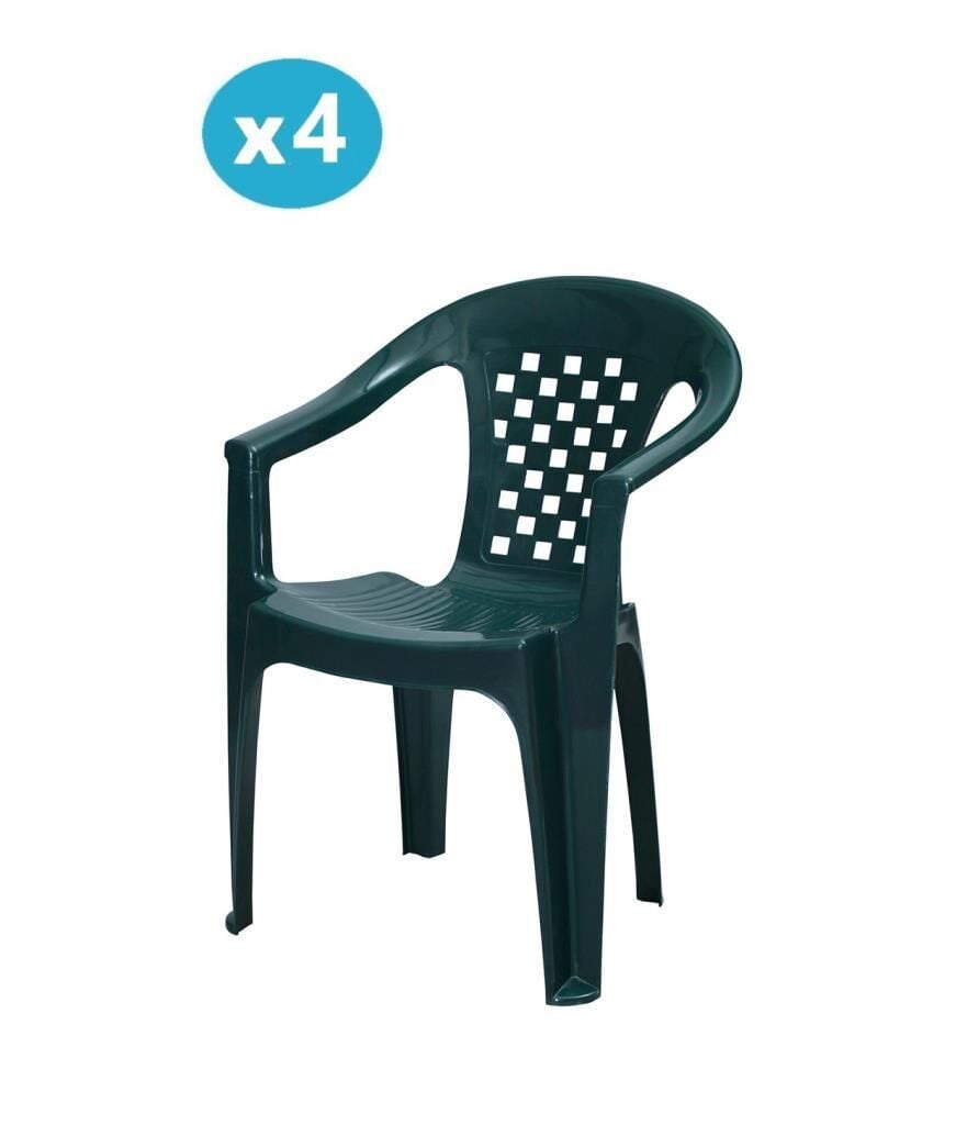 Omnipazar MT-GF147 Argento Plastik Bahçe Balkon Koltuk Sandalye 4'lü Set YEŞİL
