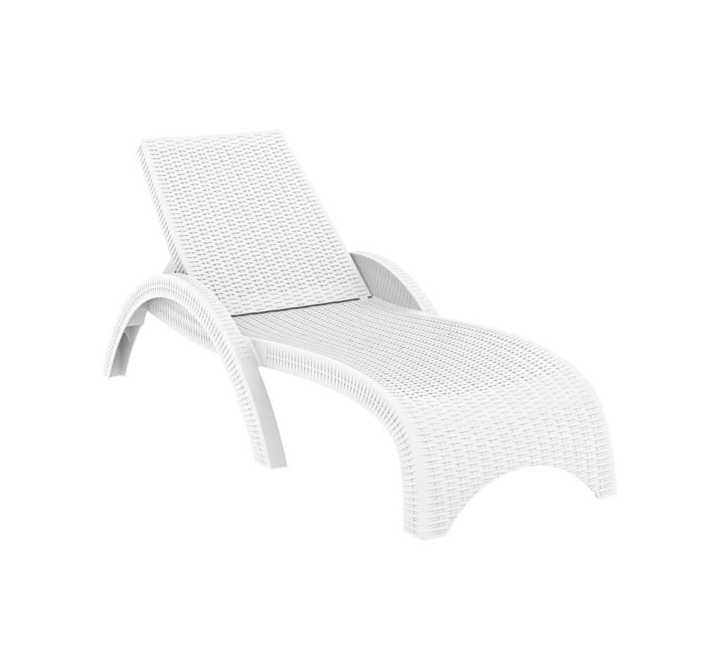 Omnipazar TRK-860 Siesta Fiji Rattan Desenli Ayarlanabilir Lüks Şezlong Beyaz