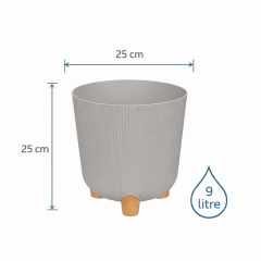 Omnipazar ELF-452 Dekoratif Derin Nostalji Ayaklı Saksı Takımı 9 Litre Taş Gri
