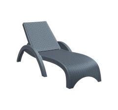 Omnipazar TRK-860 Siesta Fiji Rattan Desenli Ayarlanabilir Lüks Şezlong Koyu Gri