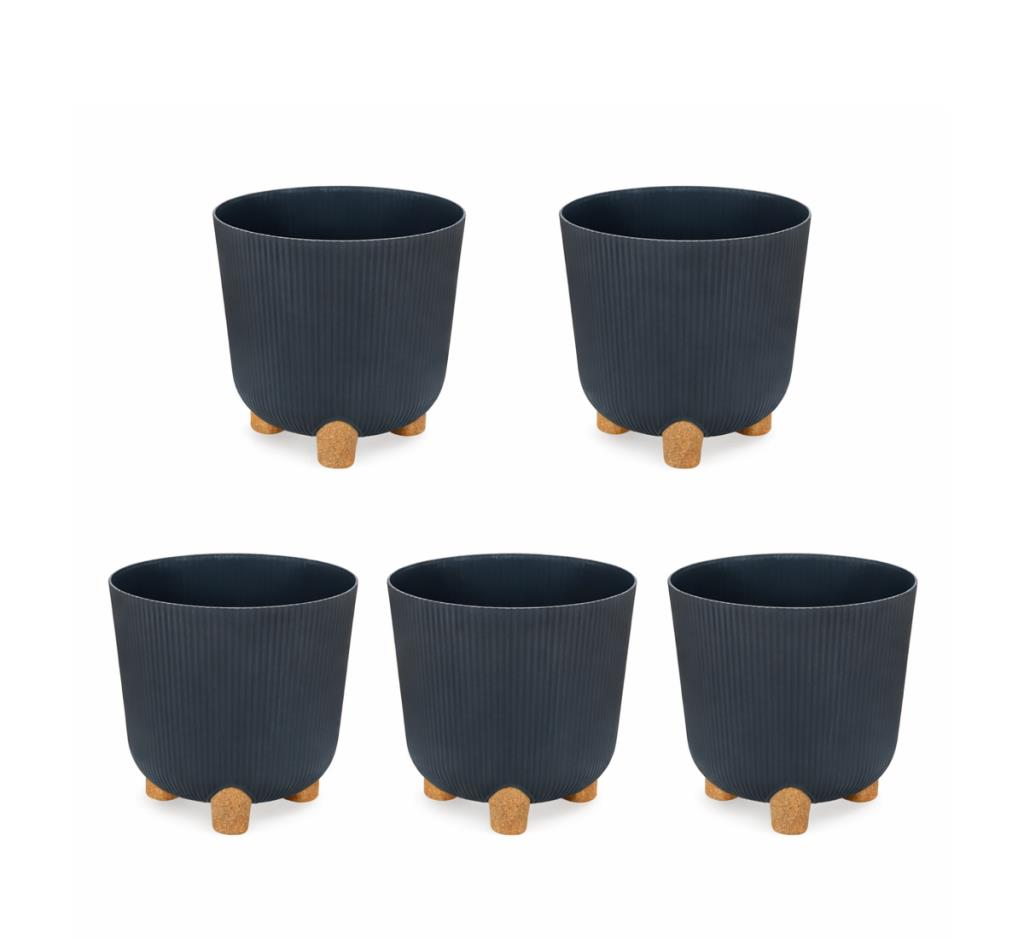 ELF-452 Dekoratif Derin Nostalji Ayaklı Saksı Takımı 9 Lt Antrasit 5 Adet